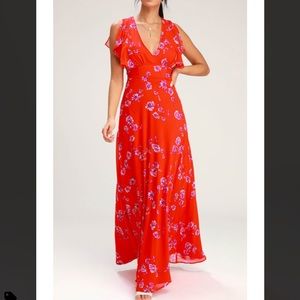 Lulu’s Dearly Loved Red Floral Maxi Dress